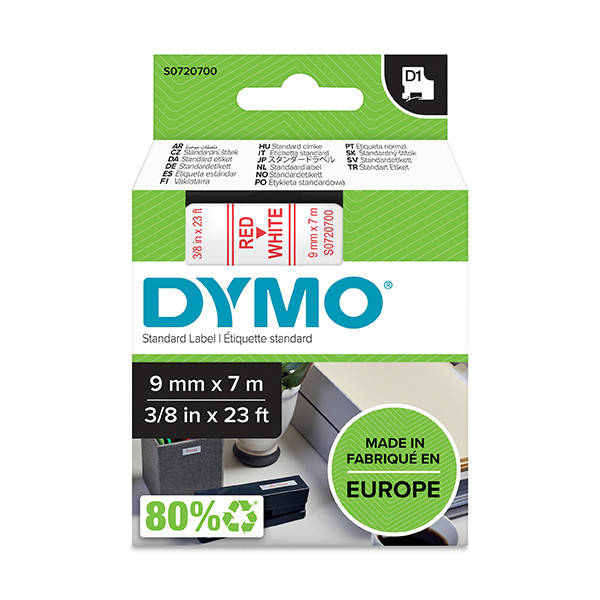 Dymo S0720700 / 40915 red on white tape, 9mm (original) S0720700 088110 - 1