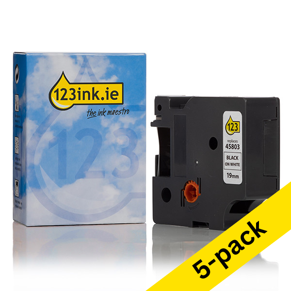 Dymo S0720830 / 45803 black on white tape, 19mm (123ink version) | 5-pack 653097 - 1