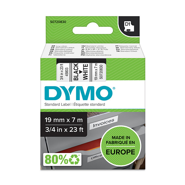 Dymo S0720830 / 45803 black on white tape, 19mm (original) S0720830 088402 - 1