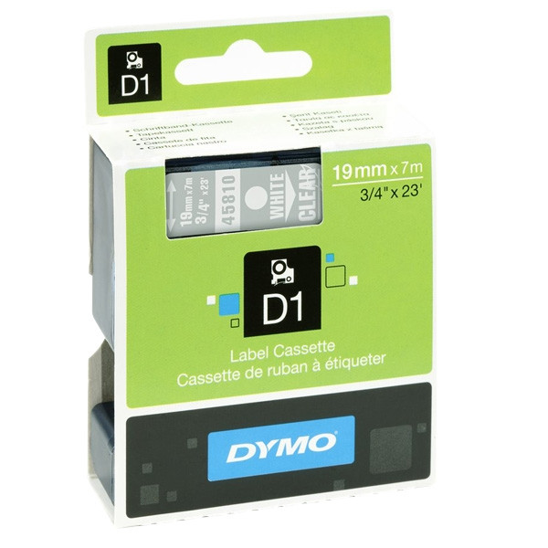 Dymo S0720900 / 45810 white on transparent tape, 19mm (original Dymo) S0720900 088416 - 1