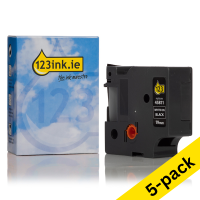 Dymo S0720910 / 45811 white on black tape, 19mm (123ink version) | 5-pack