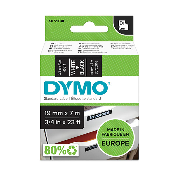 Dymo S0720910 / 45811 white on black tape, 19mm (original Dymo) S0720910 088418 - 1