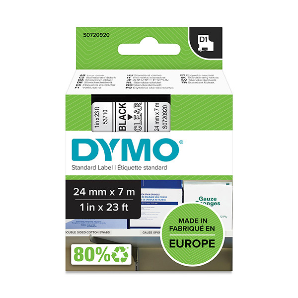 Dymo S0720920 / 53710 black on transparent tape, 24mm (original Dymo) S0720920 088420 - 1