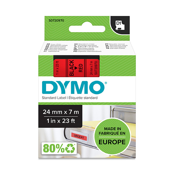 Dymo S0720970 / 53717 black on red tape, 24mm (original Dymo) S0720970 088430 - 1