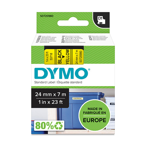 Dymo S0720980 / 53718 black on yellow tape, 24mm (original Dymo) S0720980 088432 - 1
