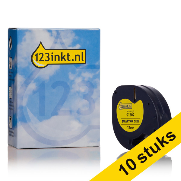 Dymo S0721620 / 91202 yellow plastic tape, 12mm (10-pack) (123ink version) S0721620C 650779 - 1