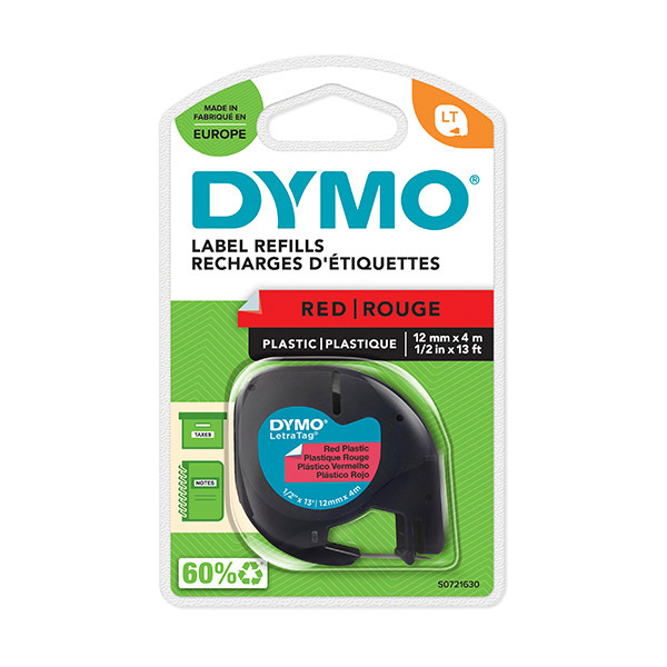 Dymo S0721630 / 91203 red plastic tape, 12mm (original) S0721630 088306 - 1