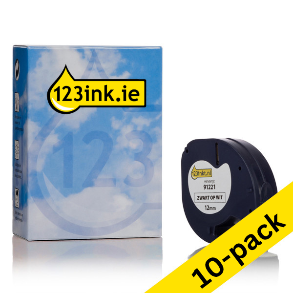 Dymo S0721660 / 91221 white plastic tape, 12mm (123ink version) | 10-pack 650774 - 1