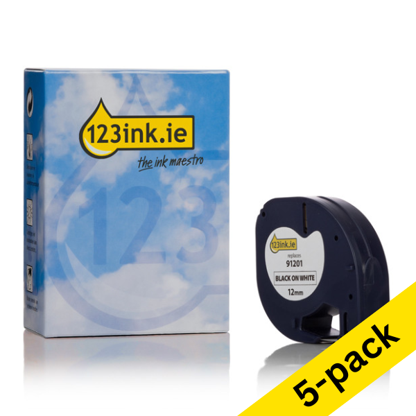 Dymo S0721660 / 91221 white plastic tape, 12mm (123ink version) | 5-pack 653099 - 1