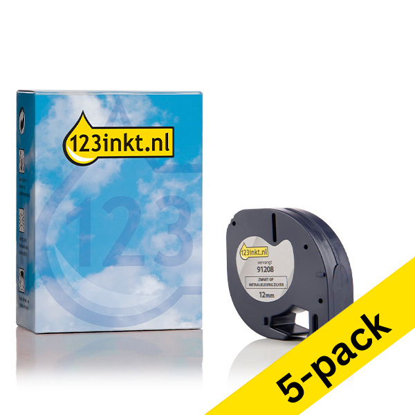 Dymo S0721730 / 91208 metallic silver tape, 12mm (123ink version) | 5-pack 650569 - 1