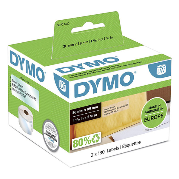 Dymo S0722410 / 99013 large transparent address labels (original Dymo) 088506 - 1