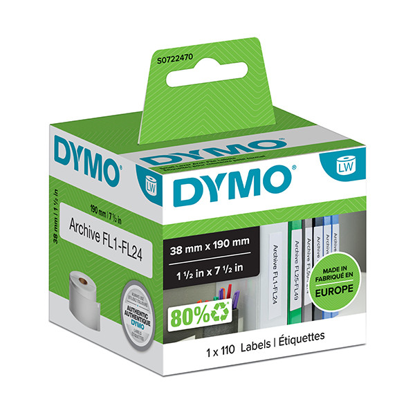 Dymo S0722470 / 99018 narrow lever arch file labels (original Dymo) S0722470 088540 - 1