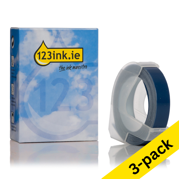 Dymo S0898140 white on blue embossing tape, 9mm (3-pack) (123ink version)  650559 - 1