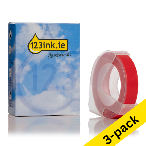 Dymo S0898150 white on red embossing tape, 9mm (123ink version) | 3-pack 650560 - 1