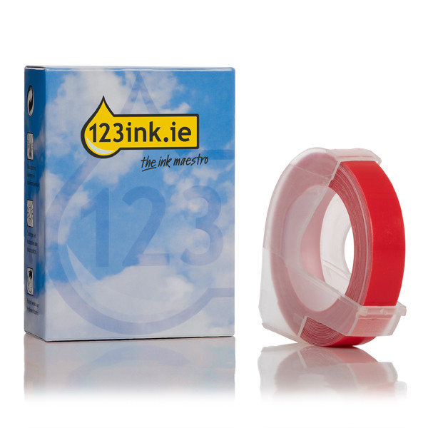 Dymo S0898150 white on red embossing tape, 9mm (123ink version) S0898150C 088445 - 1