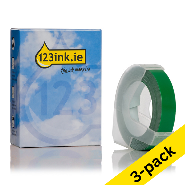 Dymo S0898160 white on green embossing tape, 9mm (5-pack) (123ink version)  650603 - 1