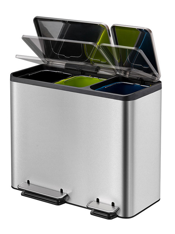 EKO Waste bin 15L+15L+15L | EKO EcoCasa matt stainless steel VB912846 SEK00072 - 2