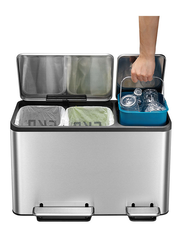 EKO Waste bin 15L+15L+15L | EKO EcoCasa matt stainless steel VB912846 SEK00072 - 3