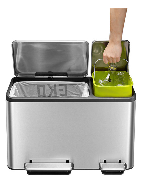 Waste bin (30L + 15L) | EKO EcoCasa Duo matt stainless steel SEK00071 - 2