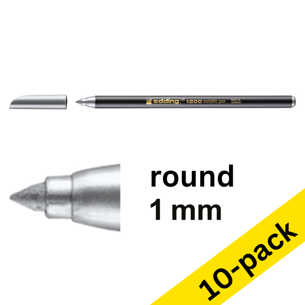 Edding 1200 metallic silver felt tip pen (10-pack) 239593 - 1