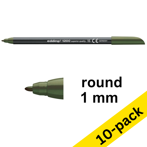 Edding 1200 olive green felt tip pen (10-pack) 239580 - 1