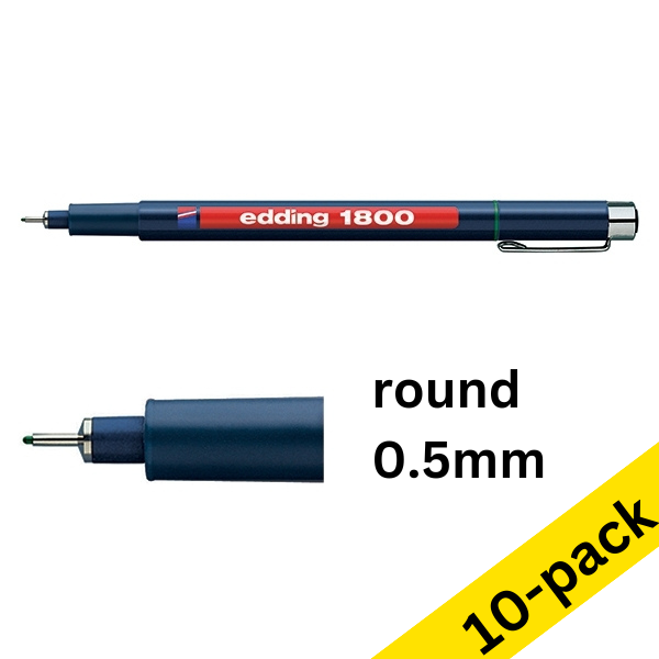 Edding 1800 green fineliner (0.5mm) (10-pack)  239733 - 1