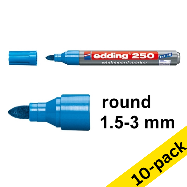 Edding 250 light blue whiteboard marker (10-pack) 262316 - 1