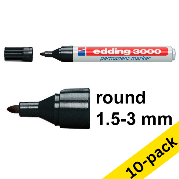 Edding 3000 black permanent marker (10-pack)  240601 - 1