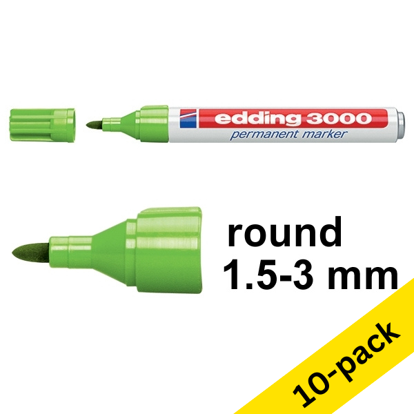 Edding 3000 light green permanent marker (10-pack) 240563 - 1