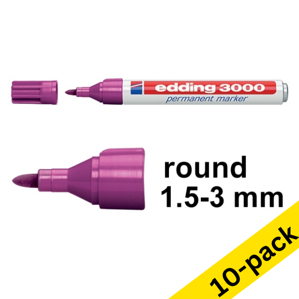 Edding 3000 magenta permanent marker (10-pack) 240572 - 1