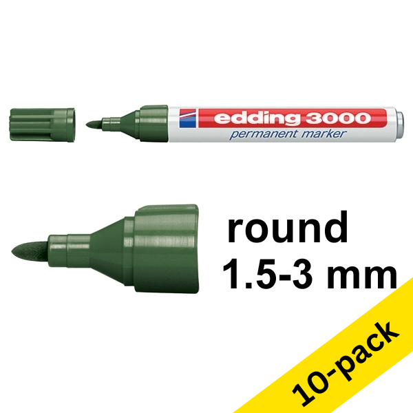 Edding 3000 olive green permanent marker (10-pack)  240567 - 1