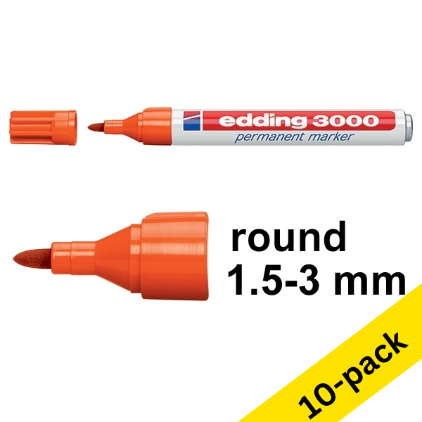 Edding 3000 orange permanent marker (10-pack) 240558 - 1