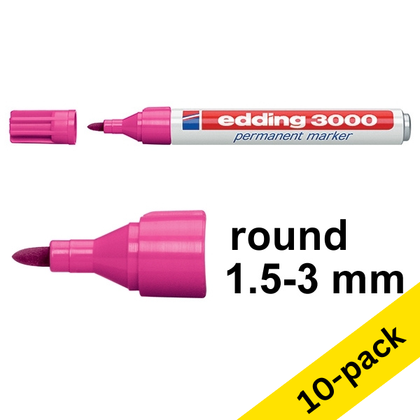 Edding 3000 pink permanent marker (10-pack)  240561 - 1