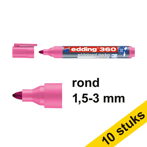 Edding 360 pink whiteboard marker (1.5mm - 3mm) (10-pack)  240552 - 1