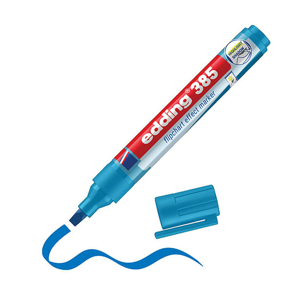 Edding 385 light blue flipchart effect marker (1.5 - 5mm brush tip) 200995 - 1