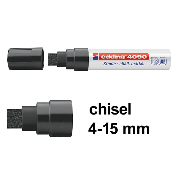 Edding 4090 black chalk marker (4mm - 15mm chisel) 4-4090001 200887 - 1