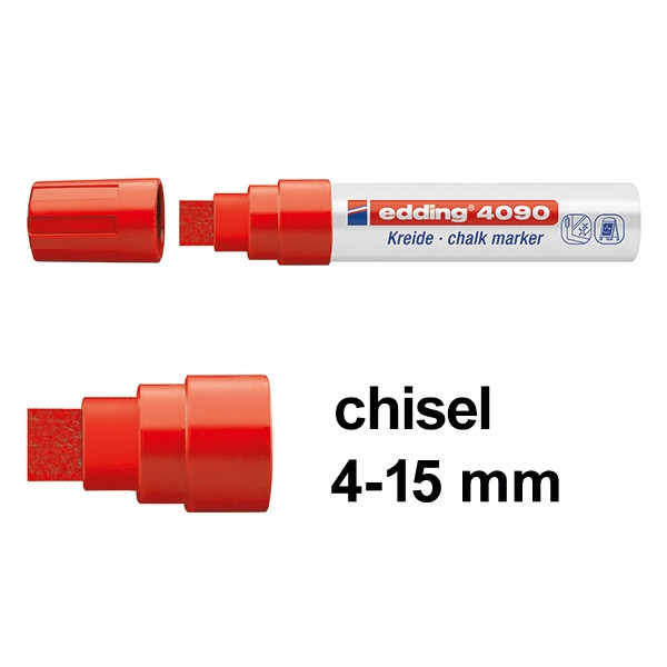 Edding 4090 red chalk marker, 4mm - 15mm chisel 4-4090002 200888 - 1