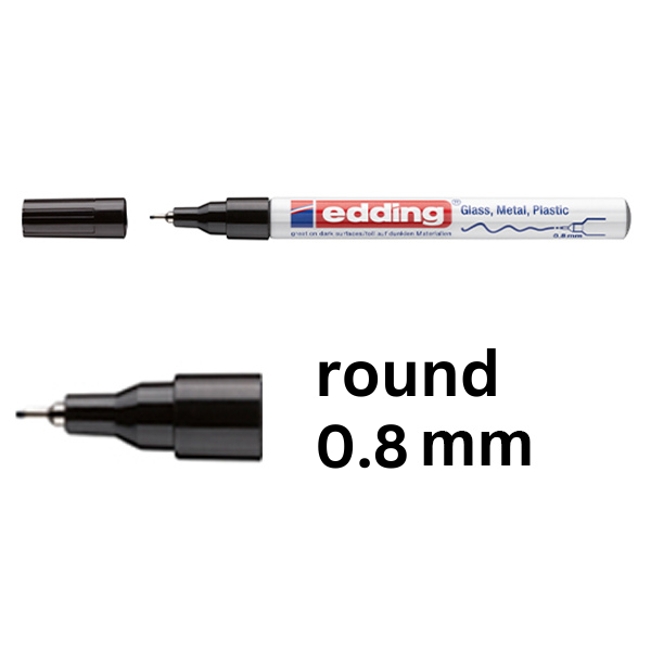 Edding 780 black gloss paint marker (0.8mm round) 4-780-9-001 200625 - 1