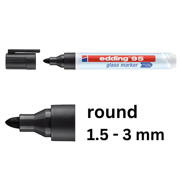Edding 95 black glassboard marker (1.5mm - 3mm round) 4-95001 240585 - 1