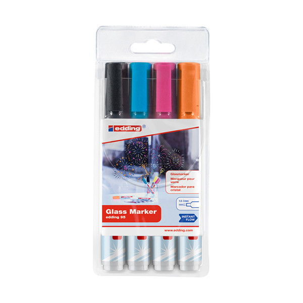 Edding 95 glassboard marker assorted colours (1.5mm - 3mm round) (4-pack) 4-95-4-999 240591 - 1
