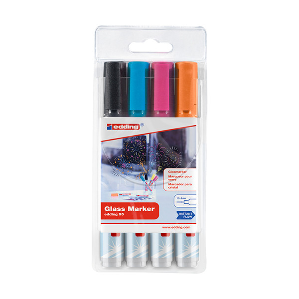 Edding 95 glassboard marker assorted colours (1.5mm - 3mm round) (4-pack) 4-95-4-999 240591 - 1
