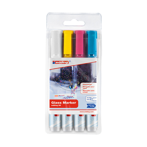 Edding 95 glassboard marker assorted light colours (1.5mm - 3mm round) (4-pack) 4-95-4-099 240592 - 1