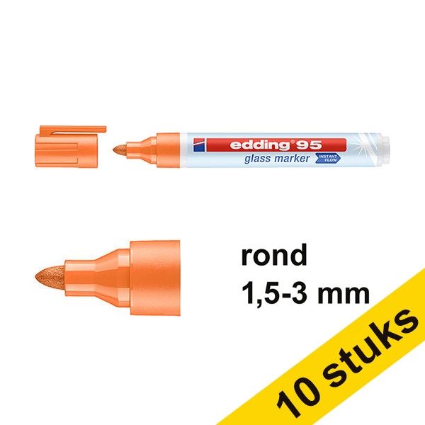 Edding 95 orange glassboard marker (1.5mm - 3mm round) (10-pack)  240595 - 1
