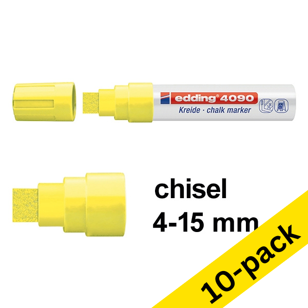 Chalk marker 4 - 15mm chisel | neon yellow | Edding 4090 | 10-pack 239528 - 1