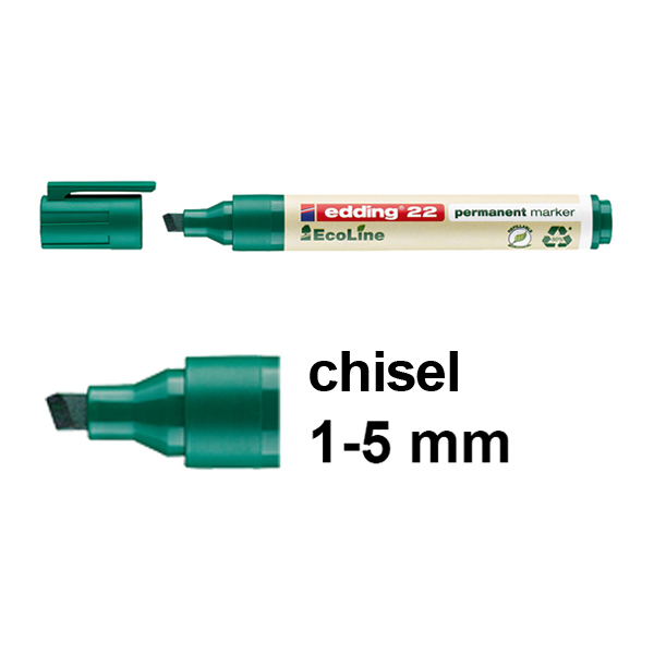 Edding EcoLine 22 green permanent marker (1mm - 5mm chisel) 4-22004 240337 - 1