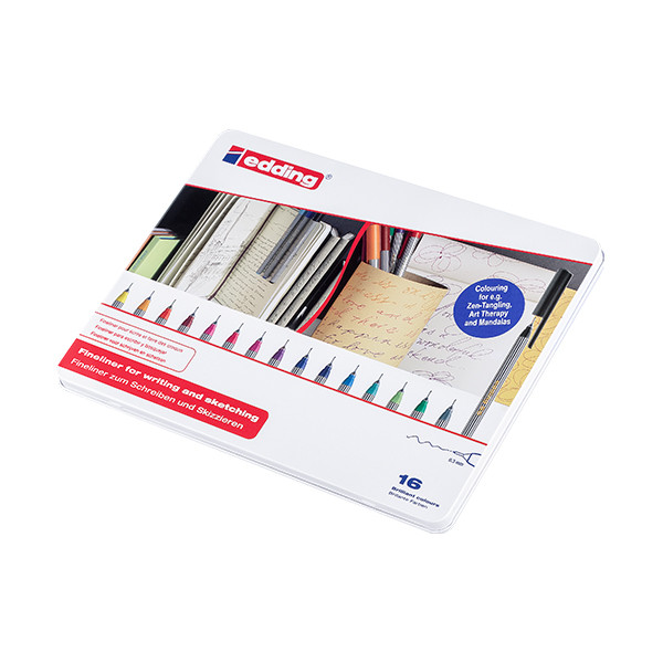 Fineliner in tin case | 0.3mm | assorted | Edding 55 | 16-pack 200505 - 1