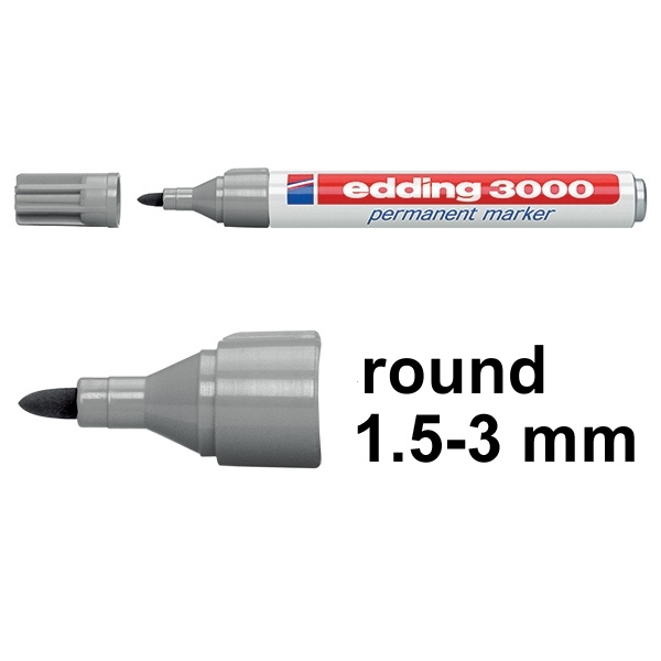 Permanent marker 1.5 - 3mm | Edding 3000 | grey 200790 - 1