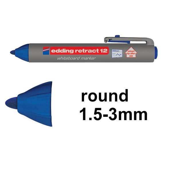 Whiteboard marker 1.5 - 3.0mm round tip | blue | Edding Retract 12 200851 - 1