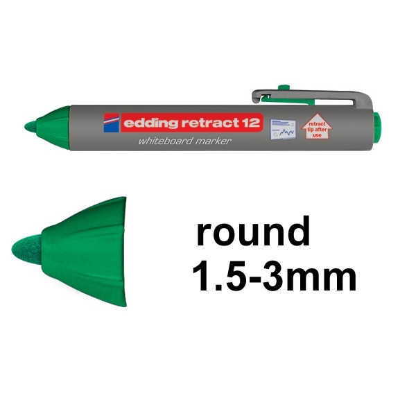 Whiteboard marker 1.5 - 3.0mm round tip | green | Edding Retract 12 200852 - 1