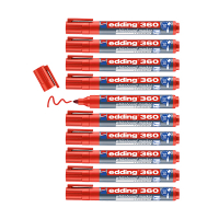 Whiteboard marker 1.5 - 3.0mm round tip | red | Edding 360 | 10-pack 240545